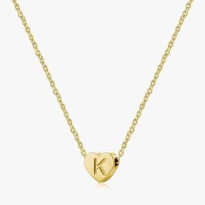 Gold Heart K Pendant Necklace